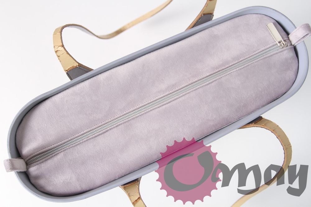 organizer do OBAG MINI welur pudrowy róż siwy elegancki wkład OMAY