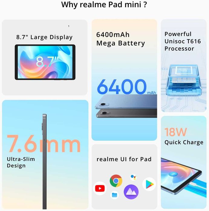 Como Novo! Realme Pad Mini WIFI 4G/64G com caixa e capa64585101342338122