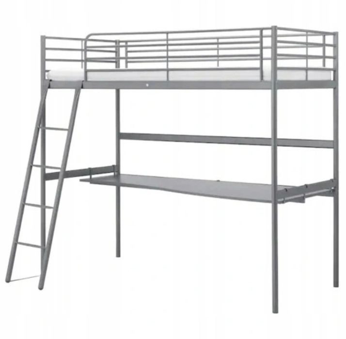 Łóżko piętrowe IKEA SVÄRTA z biurkiem / blatem – metalowe