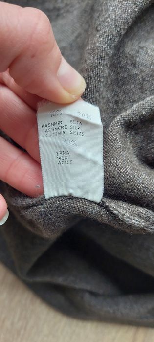 Brązowy sweterek r.S wełna + jedwab + kaszmir