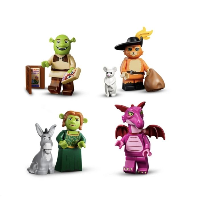 Klocki lego Shrek zestaw Shrek Fiona Osioł kot w Butach Smoczyca
