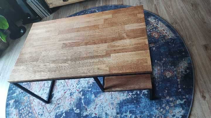 Industrialny stół loftowy stolik kawowy 100x60 dąb