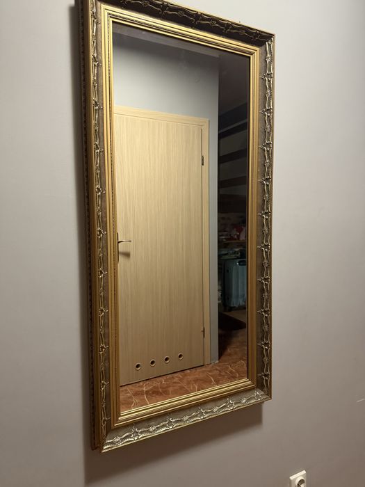 Lustro antyczne w stylu rystykalnym złote