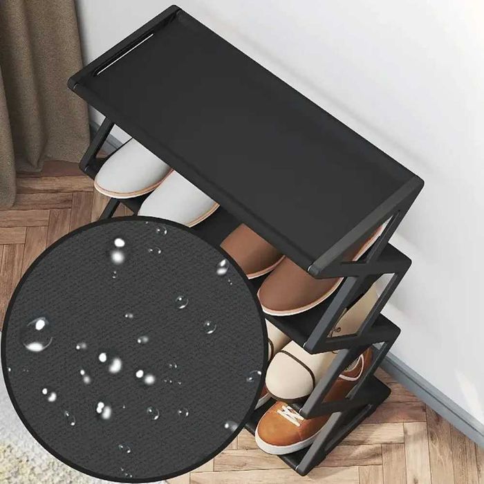 Розбірна полиця для взуття 4 рівні, чорна, компактна 42×18,5×49,5 см