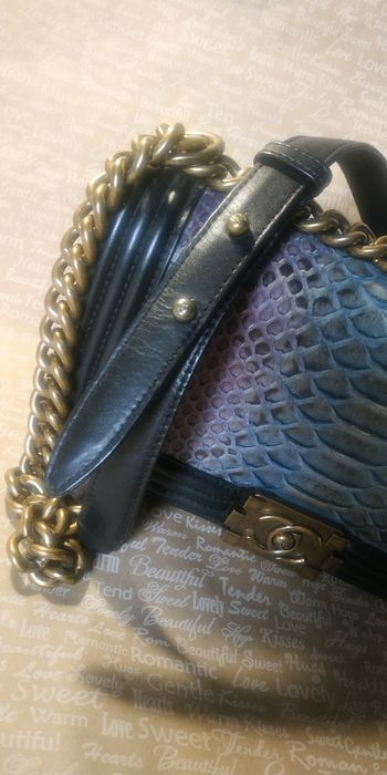 Сумка Chanel boy кожа с питоном рептилия
