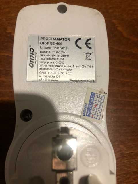 Programator czasowy gniazdko ORNO OR-PRE-409