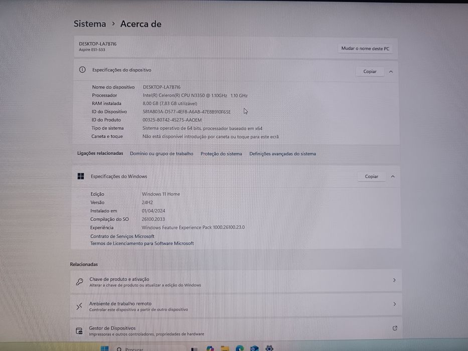 Acer ES1-533 (Peças)