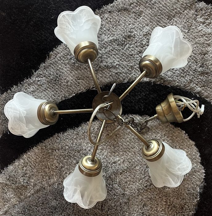 Candeeiro de Teto 5 Braços Dourado