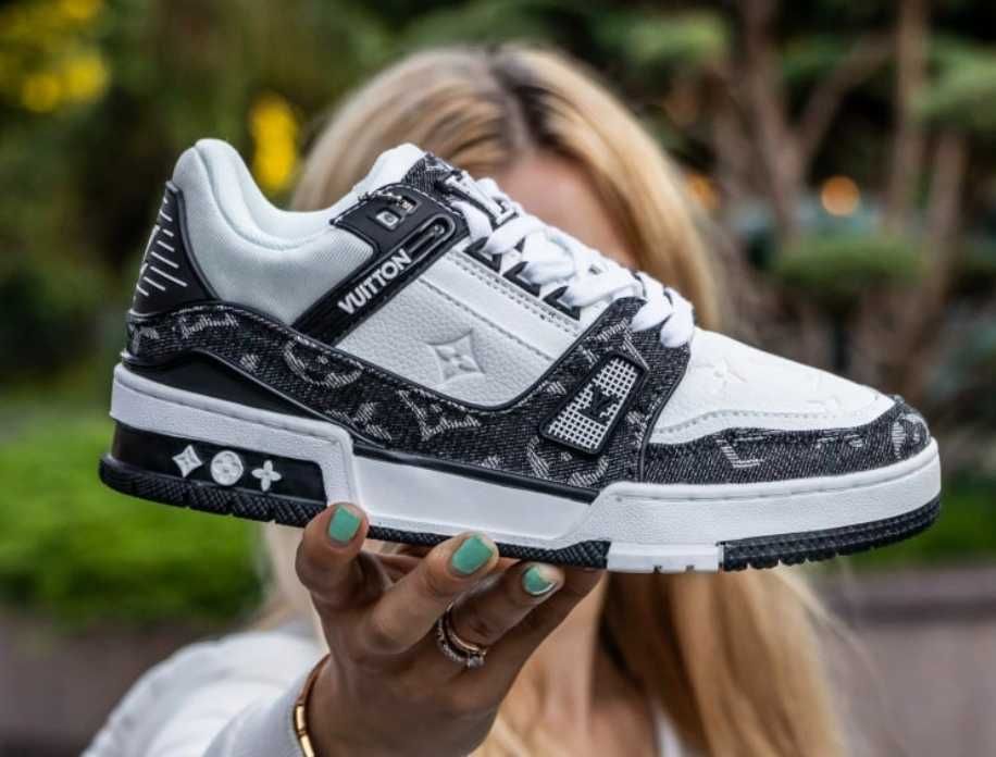 Женские кожаные кроссовки Louis Vuitton Trainer LV луи витон трейнер