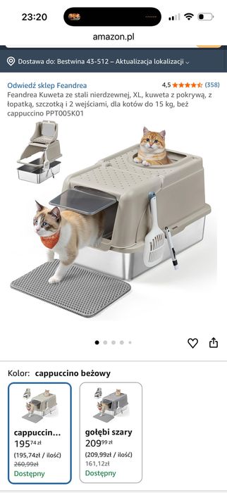 Kuweta dla kota Stał nierdzewna nowoczesna