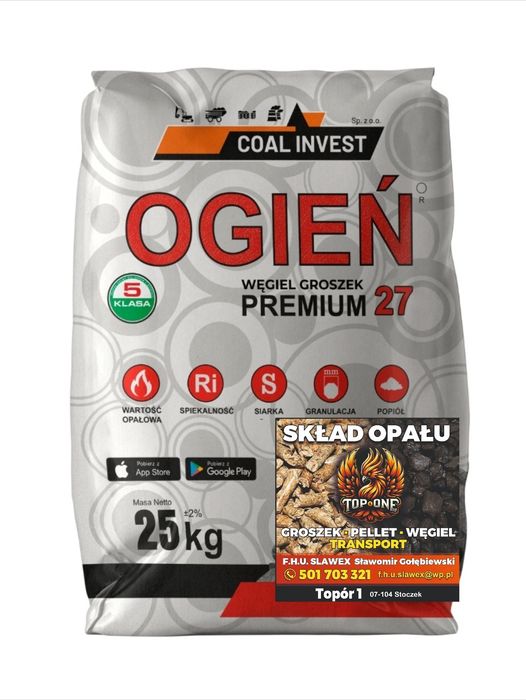 Węgiel groszek Ogień Premium 25-27 mj/kg