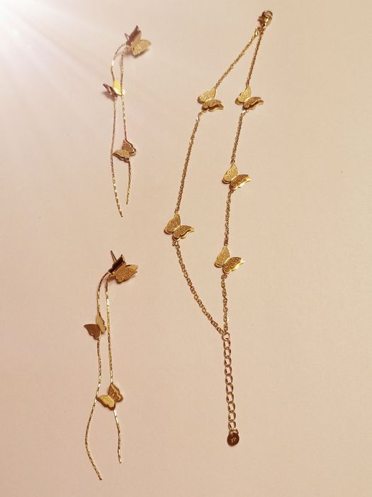 Komplet biżuterii motylki ze stalówki