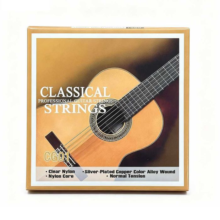 Cordas para Guitarra Clássica Viola – Conjunto de 6 Cordas - Baixos com Núcleo de Nylon – Enrolamento em Liga de Cobre Prateado – Tensão Normal NOVO