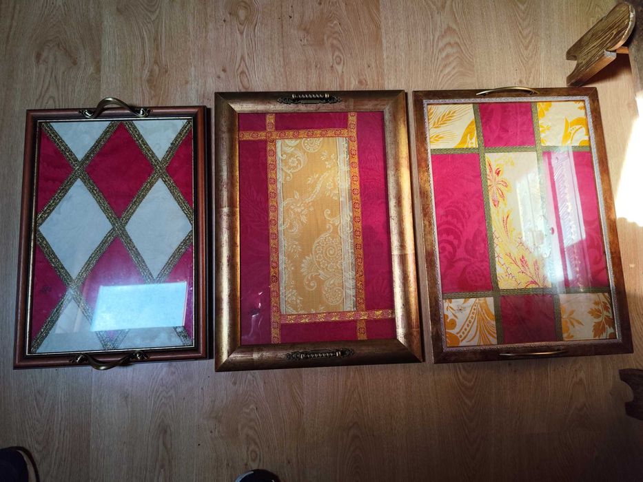 Tabuleiros antigos tecido damasco