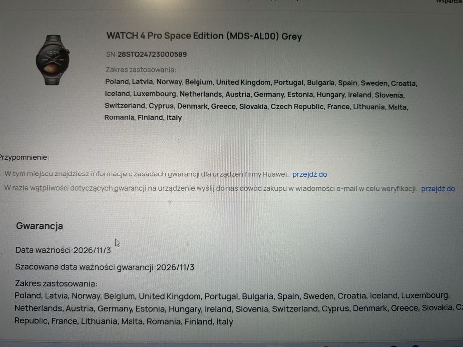 HUAWEI WATCH 4 Pro Space Edition stan idealny na gwarancji
