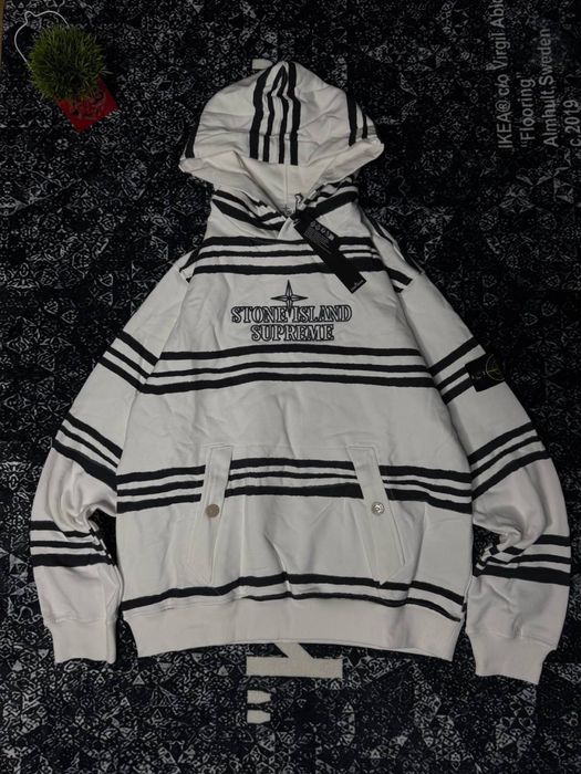 Худі Supreme x Stone Island Warp Stripe Hooded Sweatshirt / худі стоун іланд супрім