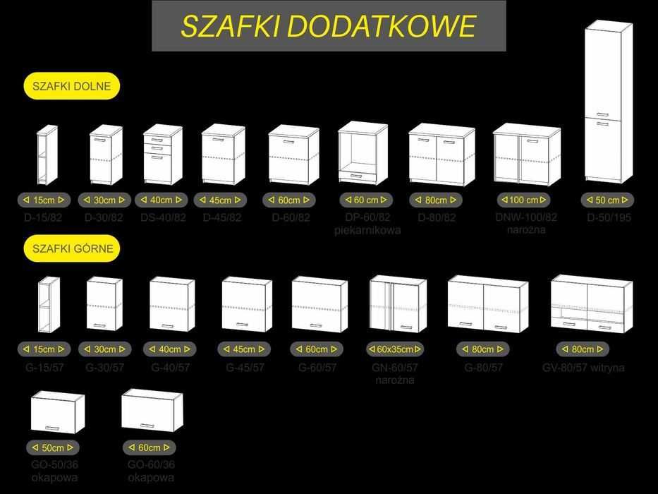 meble kuchenne, zestaw 2m, 6 szafek + blaty, WYPRZEDAŻ