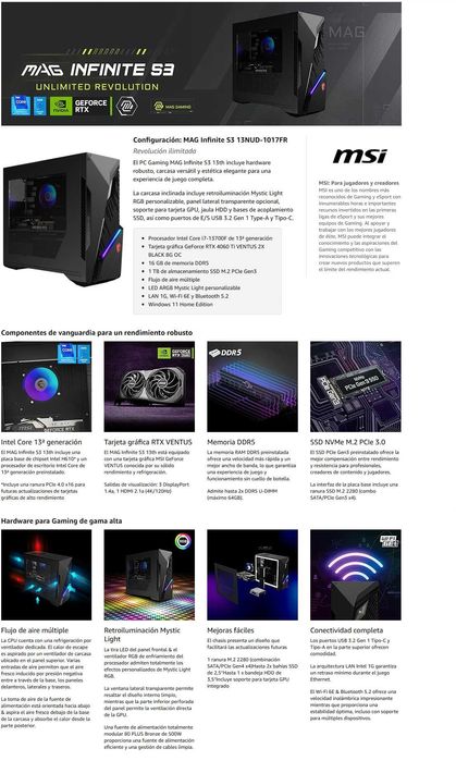 Setup pc gaming MSI mag Infinite S3