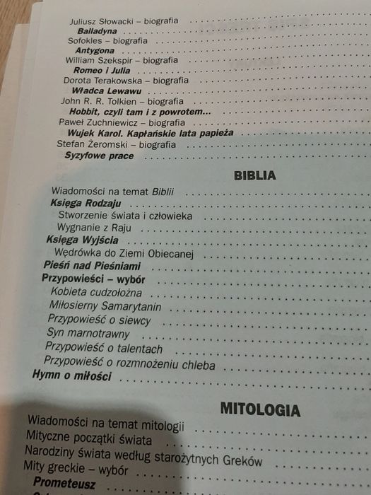 Opracowanie lektur i wierszy gimnazjum liceum