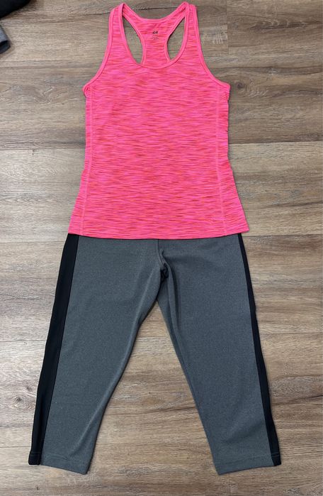 Костюм двійка для фітнесу бріджи Reebok M топ НМ S