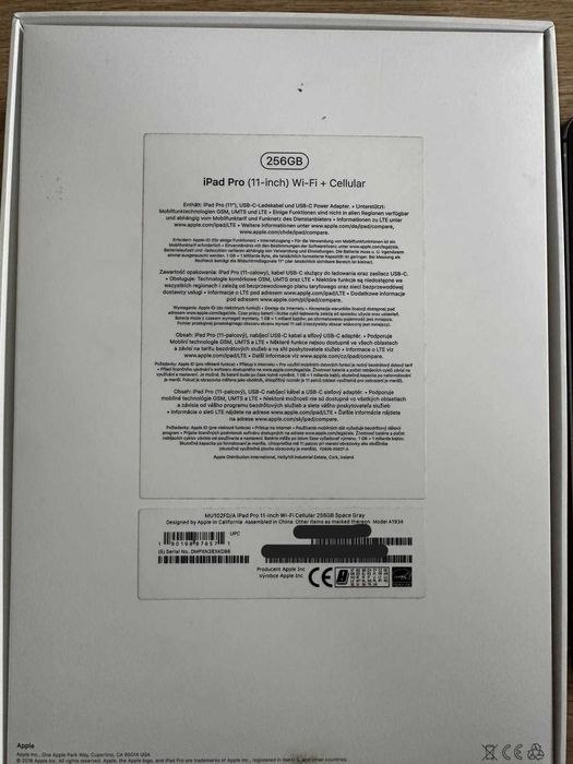 iPad 11 pro 256 GB, WiFi + Cellular (LTE)