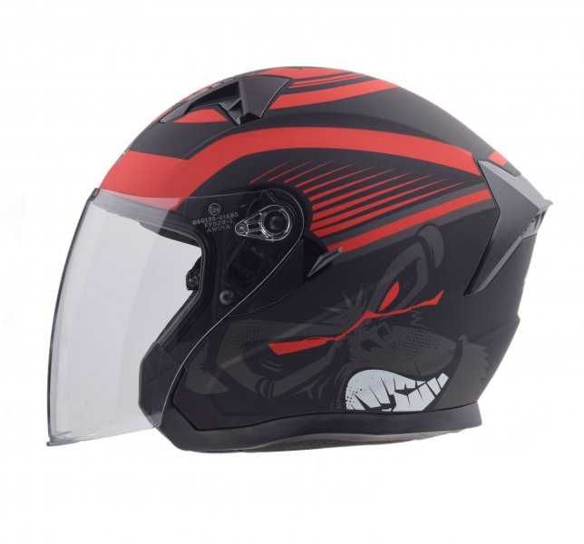KASK Otwarty Motocyklowy RED MATT Skuter Chopper ECER 22.06 + BLENDA
