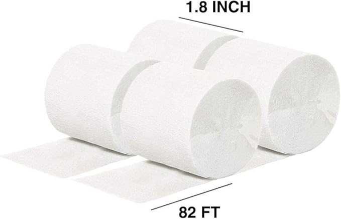 Tasiemki Krepowe Białe 4,5 cm x 25 m, 12 Rolek Krepina Dekoracyjna