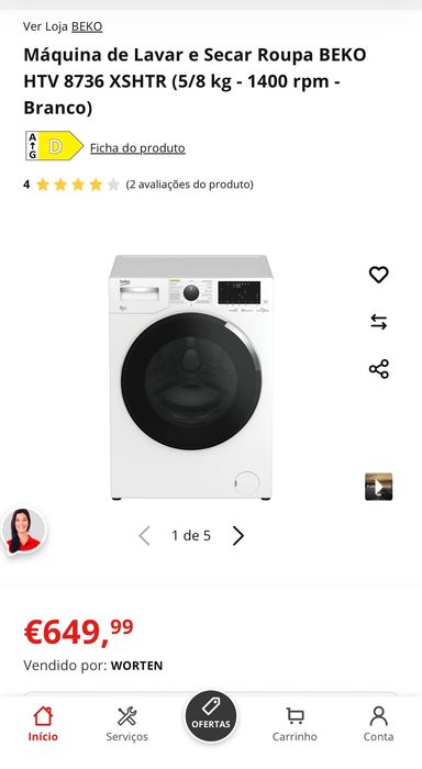 Máquina de lavar e secar roupa