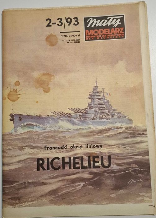 Mały Modelarz 2-3/93 francuski pancernik Richelieu (1:300) Unikat