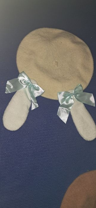 Берет в стилі лоліта білий та коричневий