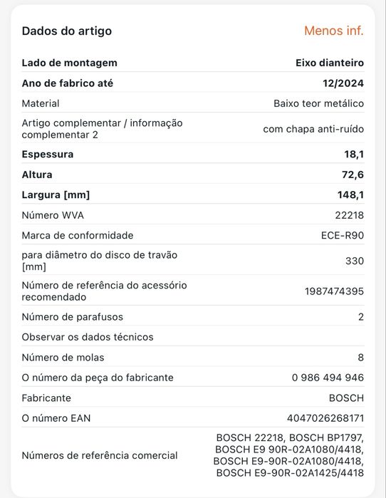 BOSCH Pastilhas de travão Eixo dianteiro | com chapa anti-ruído | Espessura: 18,1mm | Altura: 72,6mm | Largura: 148,1mm