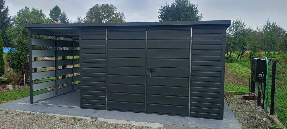 Domek Ogrodowy Narzędziowy 6x4 z wiatą Ciemny Grafit MAT Producent