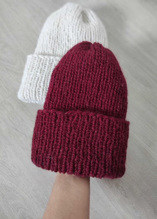 Dostępna od ręki czapa wełniana z wełny alpaki peruwiańskiej czapka jesień zima bordowy 52-60cm robiona ręcznie handmade