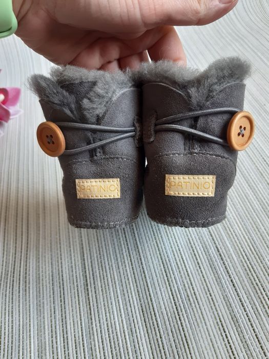 Теплі зимові уггі-пінетки patinio (овчина, натуральна замша) 14см
