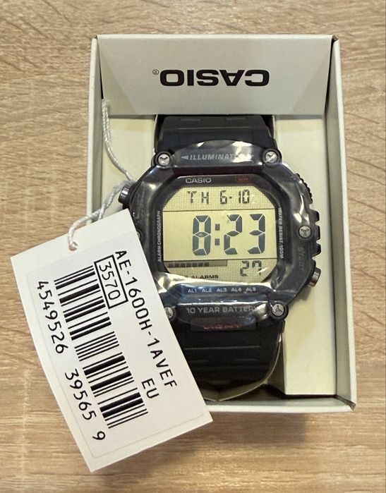 Casio AE-1600H-1AVEF zegarek wr 100m nowy okazja illuminator 10 lat