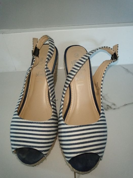 Sandały na koturnie marynarski styl house 38