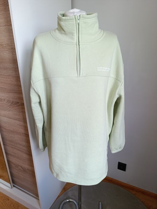 Bluza damska miętowa z kominem sportowa ciepła