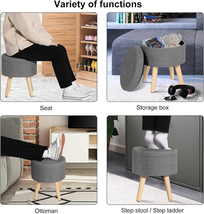 Banqueta banco com apoio de pés compartimento armazenamento [3 CORES]