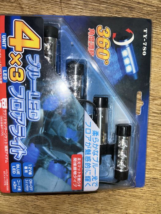 Комплект 4х3 Blue LED Підсвітка салону/підлоги 12V 360°