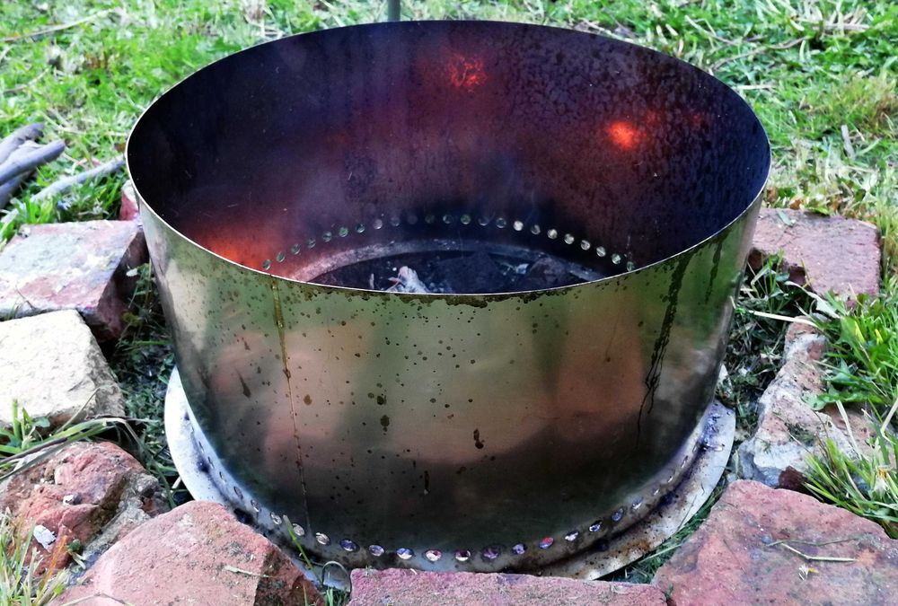 Osłona od wiatru do ogniska grilla ok. 42 cm Stal Nierdzewna kwasówka