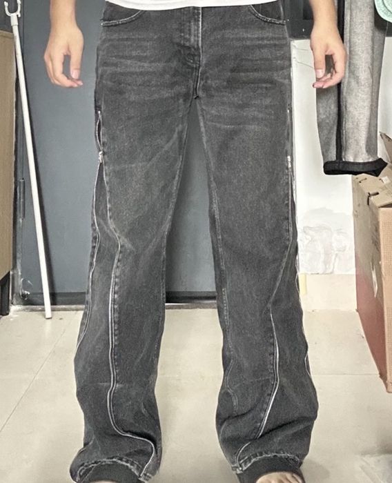 Jeans flared.