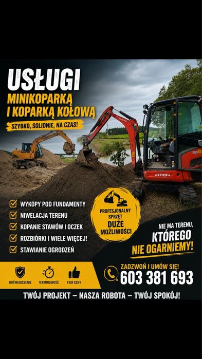 Usługi minikoparką i koparką kołową