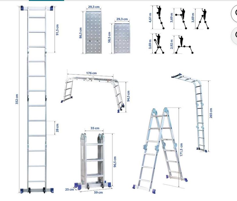 Escada Articulada Multifunções HOSTRÖM 4x3 | NOVA | Alumínio | 4,61 m