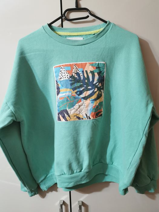 Bluza chłopiec wciągana przez głowę 158 Reserved miętowa oversize liść