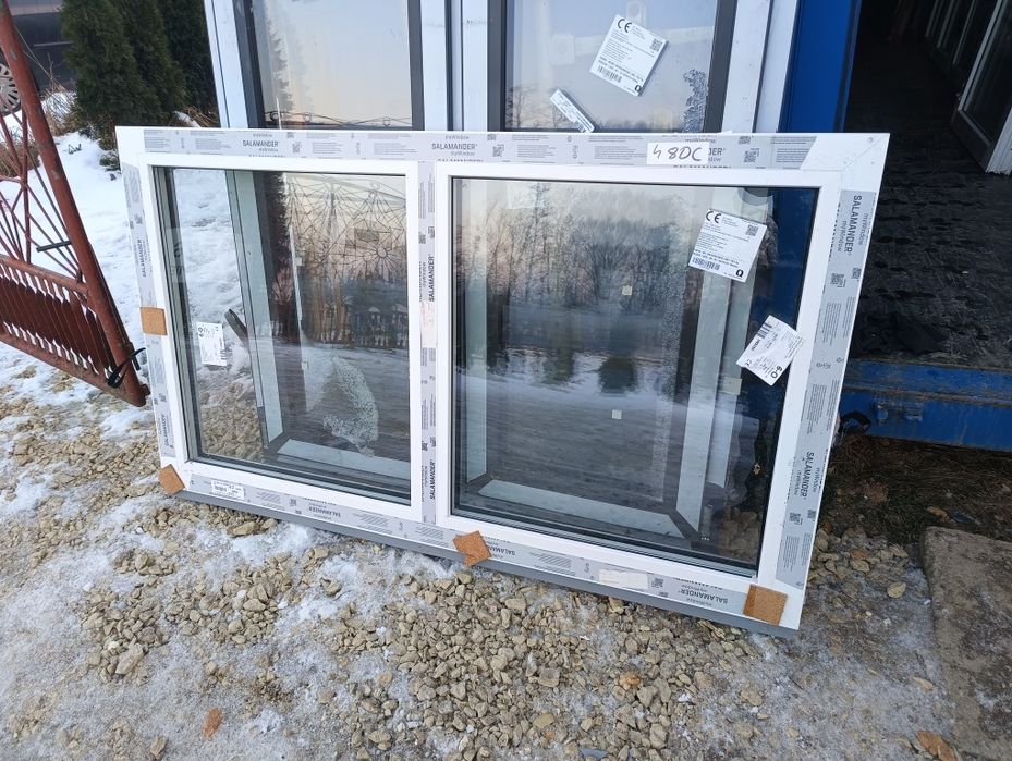 Okno 155x90 5szt nowe fix 3-szybowe białe dwukwaterowe