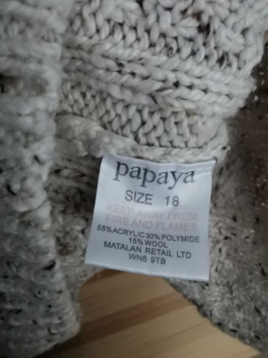 Papaya kremowy sweter z wzorkami XL