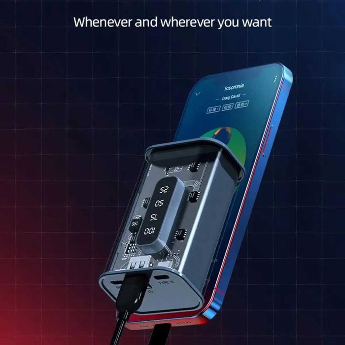 Powerbank 10 000 mAh Type-C Usb индикатор уровня заряда повербанк