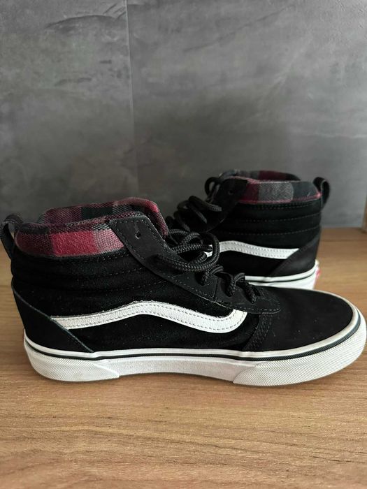 Vans Sk8-Hi Youth – czarne trampki wysokie w kratkę