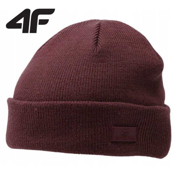 Czapka zimowa 4f bordowa beanie dokerka prezent