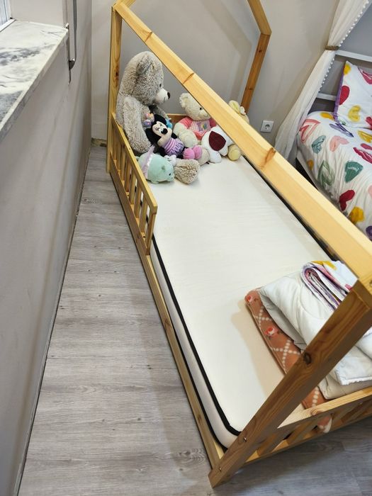 Cama Montessori 190x90 com estrado duplo e colchão